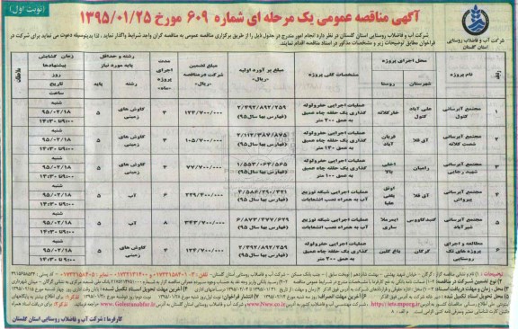 آگهی مناقصه , مناقصه مجتمع آبرسانی کتول نوبت اول 