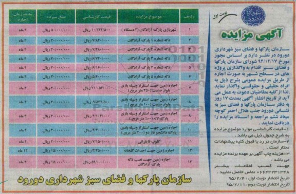 آگهی مزایده , مزایده  واگذاری پروژه های در سطح شهر