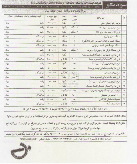 مزایده, مزایده فروش موتور زانتیا و موتور چینی و ... 