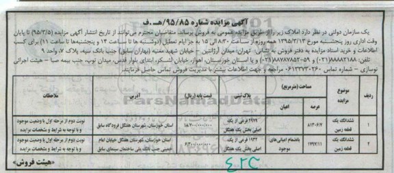 مزایده,مزایده فروش ششدانگ دو قطعه زمین در استان خوزستان 