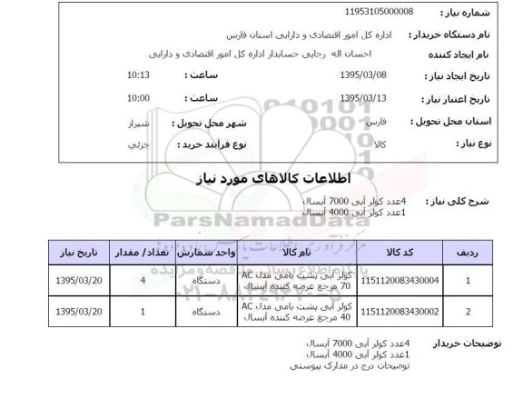 استعلام,استعلام کولر آبی