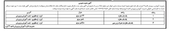 آگهی دعوت عمومی , مزایده اجاره املاک