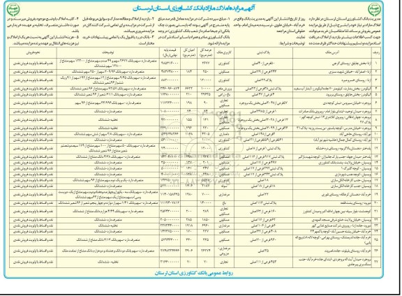 مزایده,مزایده فروش املاک مازاد بانک کشاورزی 