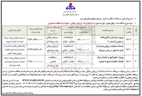 مناقصه , مناقصه پروژه بازسازی آشپزخانه رستوران شماره 2 و ...