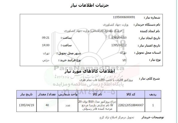 استعلام, استعلام پروژکتور 18 وات با لامپ LED با قاب تمام فلزی 