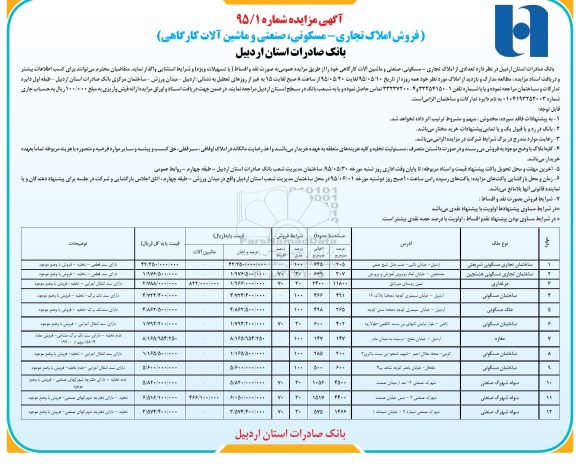 مزایده,مزایده فروش املاک تجاری مسکونی صنعتی و ماشین آلات کارگاهی