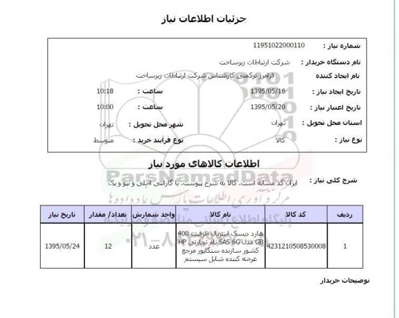 استعلام , استعلام هارد دیسک اینترنال ظرفیت gb 400  مدل 6g ....