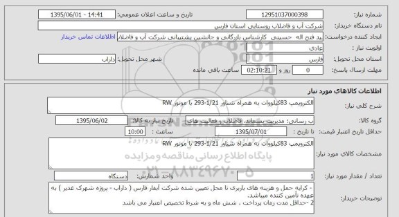 استعلام,استعلام الکتروپمپ 83 کیلووات به همراه شناور