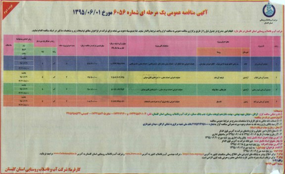 آگهی مناقصه عمومی,مناقصه  عملیات اجرایی خط انتقال آب- احداث مخزن فشار شکن ...نوبت دوم 