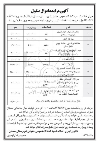 مزایده,مزایده فروش تانکر پلاستیکی و ...