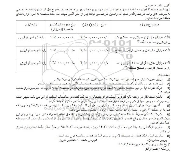 مناقصه لکه گیری آسفالت خیابان مارالان .... 