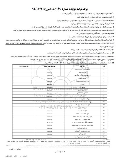 مزایده , مزایده انواع لامپ ، فیوز ، گلند و سیم لاکی ....