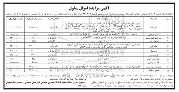 مزایده  , مزایده  ....فروش آهن آلات