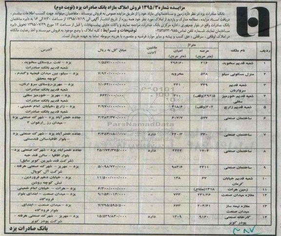 مزایده,مزایده فروش زمین و ساختمانهای مازاد نوبت دوم 