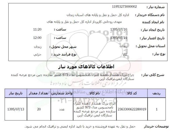 استعلام, استعلام چراغ بزرگ هشدار دهنده کنترل نامحسوس