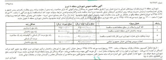 آگهی مناقصه عمومی,تجدید مناقصه لکه گیری و آسفالت در سطح منطقه و....