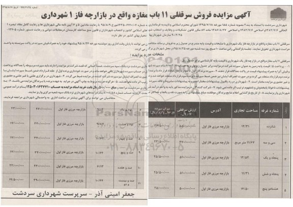 مزایده,مزایده فروش سرقفلی 11 باب مغازه 