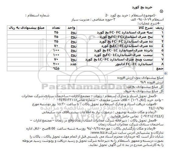 استعلام خرید پچ کورد 