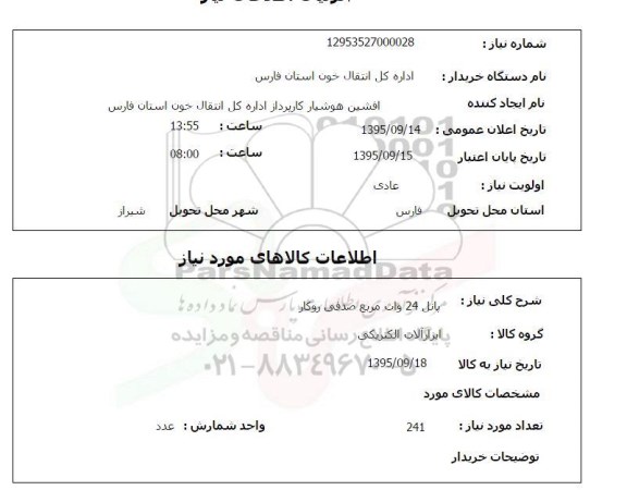 استعلام , استعلام پانل 24 وات مربع صدفی روکار