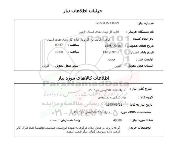 استعلام , استعلام حلوا شکری 50 گرمی مارک کابر