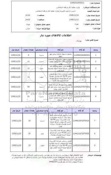 استعلام  پوشاک 