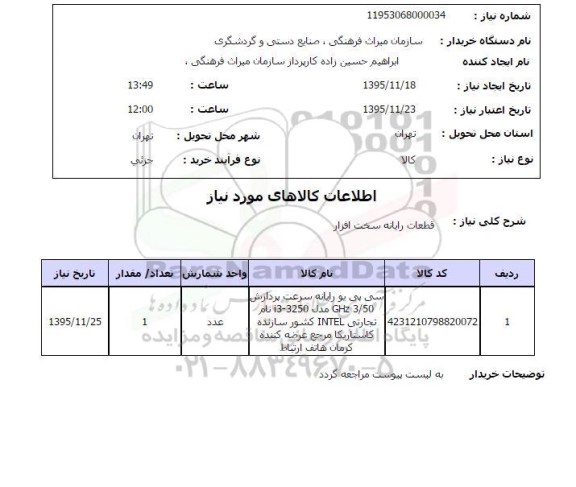 استعلام , استعلام قطعات رایانه سخت افزار