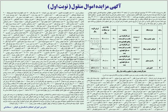 مزایده,مزایده موتور خودرو سیناد