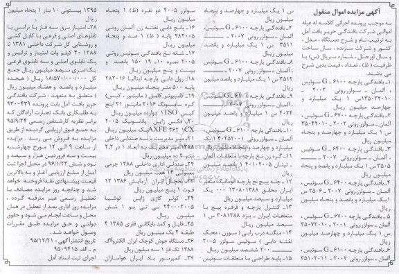 آگهی مزایده اموال منقول , مزایده فروش انواع بافندگی پارچه ، گره زن نخ پارچه با متعلقات ، چله پیچ نخ پارچه اتوماتیک متغییر ....