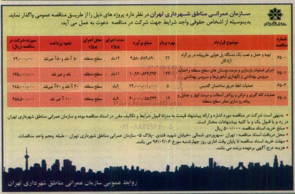 مناقصه, مناقصه تهیه و نصب یک دستگاه پل هوایی عابر پیاده