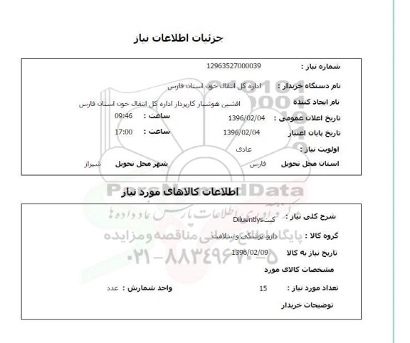 استعلام،کیت Diluentlys