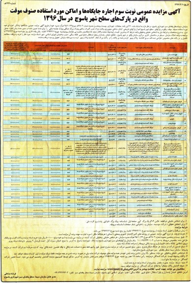 آگهی مزایده عمومی , مزایده جایگاه ها و اماکن جایگاهها و اماکن نوبت سوم 