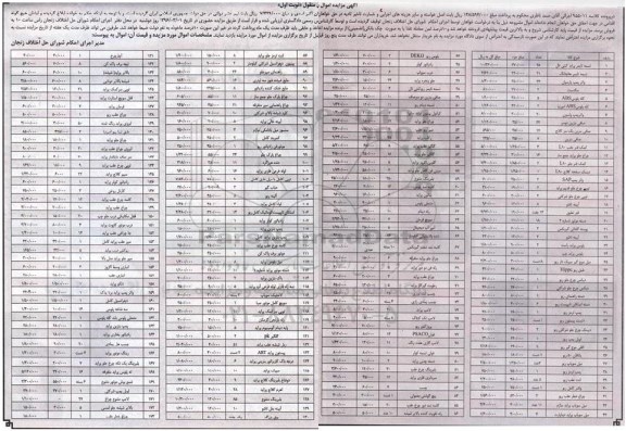 آگهی مزایده , مزایده تسمه - واتر پمپ