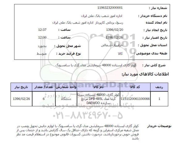 استعلام کولر گازی ایستاده 48000 سرمایشی