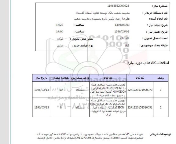 استعلام, استعلام دوربین مداربسته سقفی مدل DS-2CD2132-I