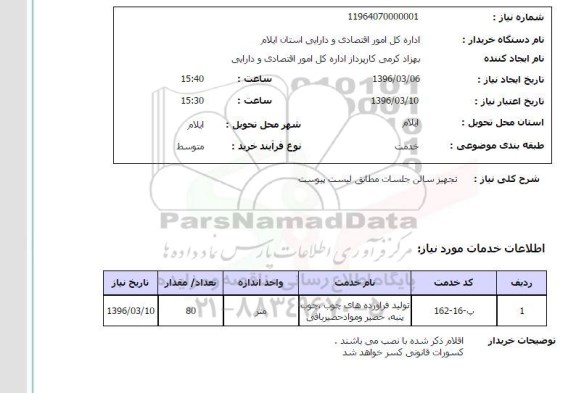 استعلام, استعلام تجهیز سالن جلسات