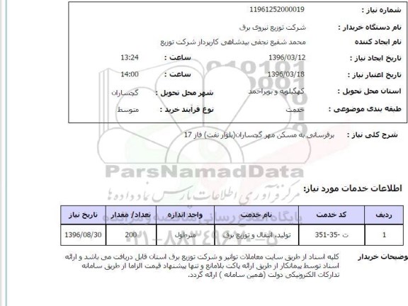 استعلام, استعلام برقرسانی به مسکن مهر گچساران