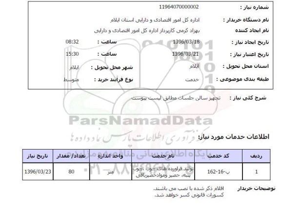 استعلام, استعلام تجهیز سالن جلسات