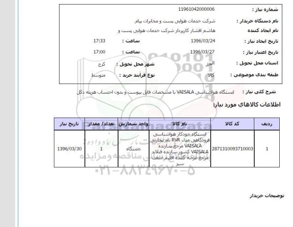 استعلام, استعلام هواشناسی VAISALA ...