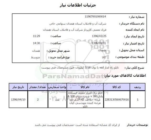 استعلام ,استعلام تابلو برق شار ضعیف ایستاده 