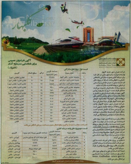 فراخوان عمومی برای شناسایی سرمایه گذار