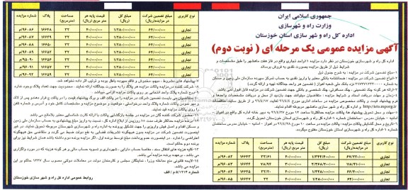 مزایده,مزایده فروش 11 واحد تجاری نوبت دوم 