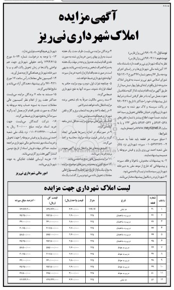 مزایده,مزایده فروش املاک به تعداد 12 قطعه 