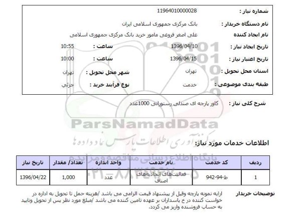 استعلام کاور پارچه ای صندلی