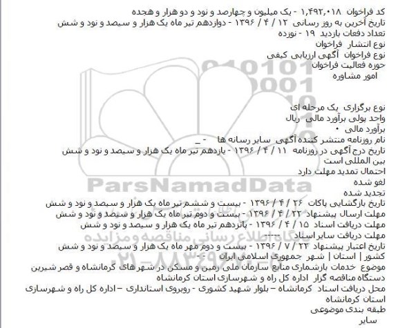 فراخوان خدمات بازشماری منابع سازمان