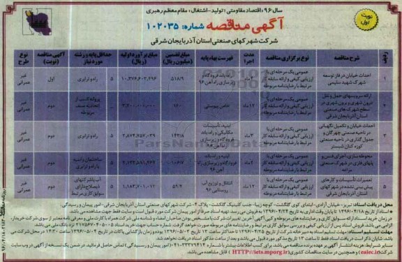 آگهی مناقصه,مناقصه احداث خیابان در فاز توسعه شهرک شهید سلیمی