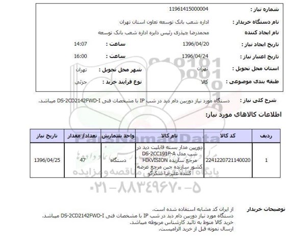 استعلام , استعلام دوربین دام دید در شب