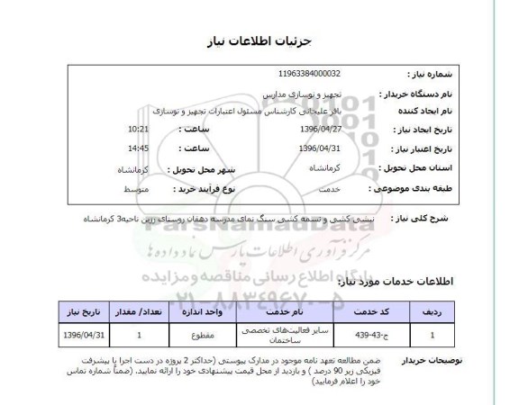 استعلام ,  استعلام نبشی کشی و تسمه کشی سنگ نمای مدرسه ...