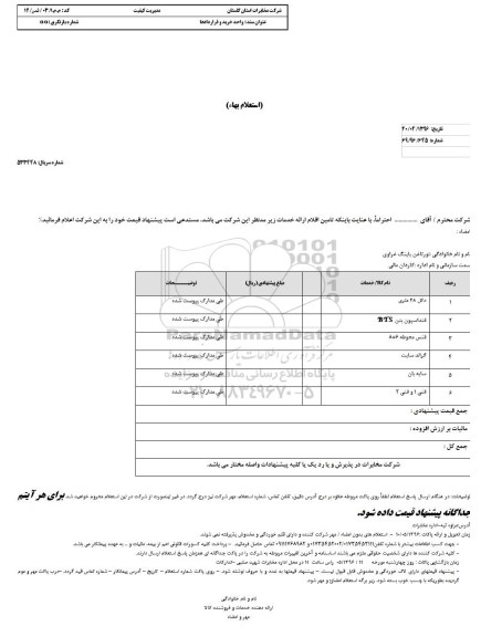 استعلام بهاء, استعلام دکل 48 متری ... 96.5.7