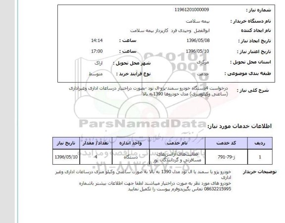 استعلام, استعلام 4 دستگاه خودرو