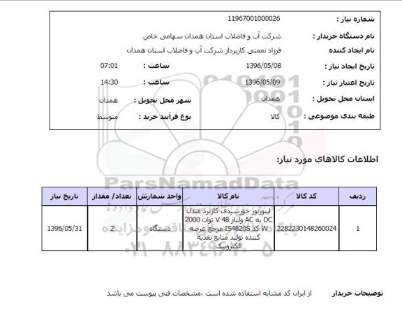 استعلام اینورتور خورشیدی